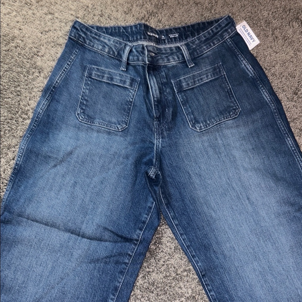 Old Navy Women's Wide Leg Jeans - Indigo Petite size